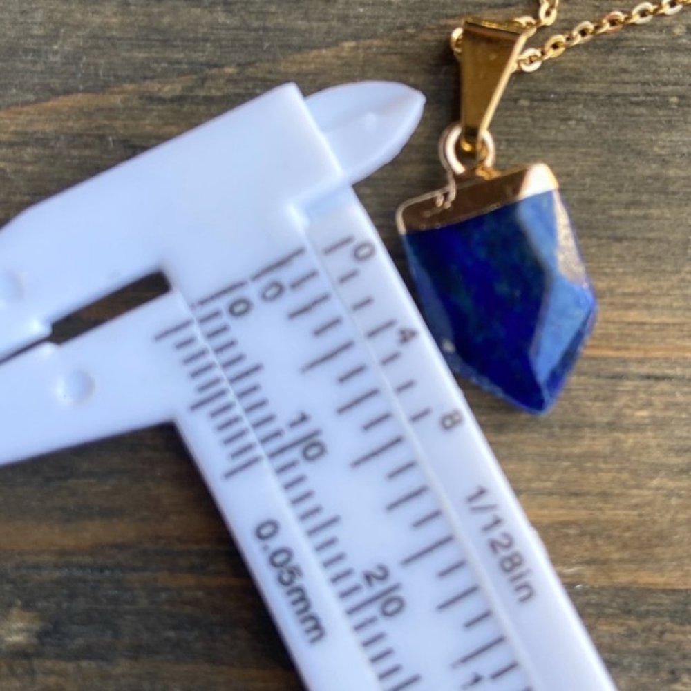 La[is lazuli Dainty gold pointy charm/worry stone/delicate necklace/protection - Picture 3 of 10